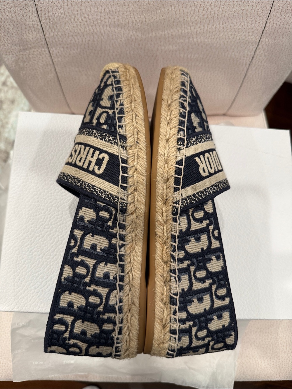 Christian Dior  Granville Deep Blue & Beige Monogram Espadrilles - Picture 9 of 13
